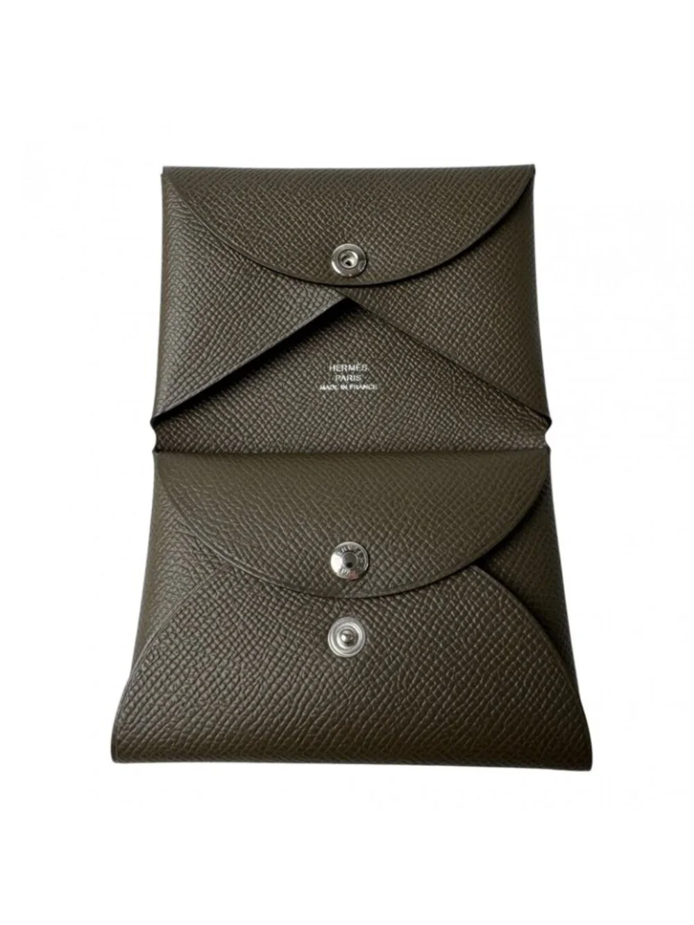 Hermes Calvi Duo Coin Case Vert Roden Epsom